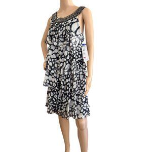 Studio 1 - Flowy Tiered Ruffle Dress - Size 16 - Sleeveless - Egyptian Neckline